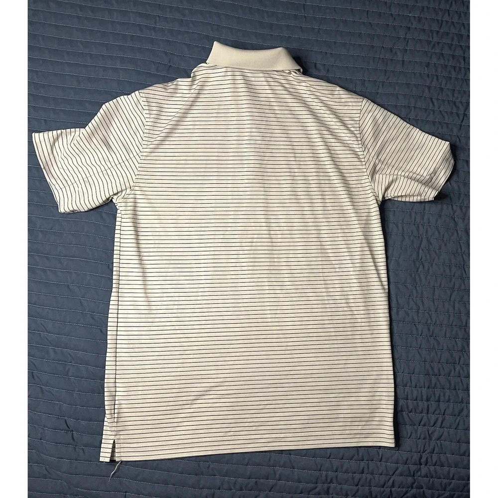 Nike Golf Polo Men's Medium White Black Stripe Standard Fit Short Sleeve